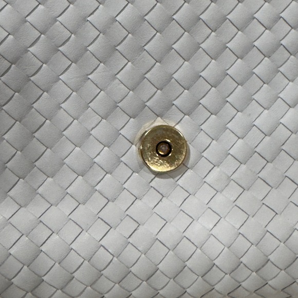 Vintage Ganson White Woven Leather Crossbody Bag Gold Hardware Intrecciato Style - Picture 4 of 9